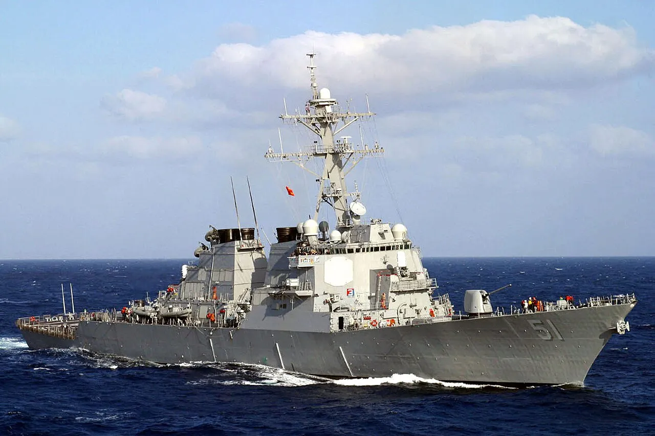 The guided-missile destroyer USS Arleigh Burke (DDG-51), lead ship of its class, under way in the Mediterranean Sea in March 2003.
