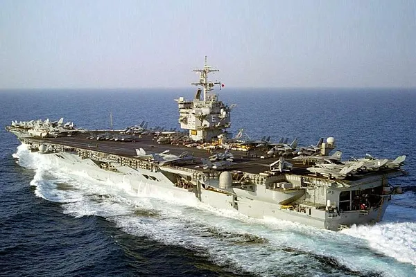 USS Enterprise (CVN-65) underway in the Persian Gulf on 2 September 2001, supporting Operation Southern Watch.